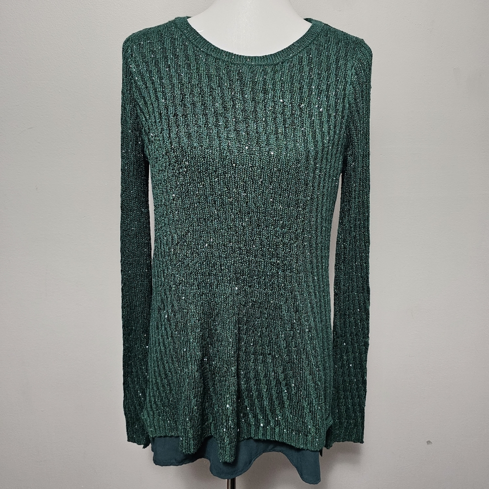 Apt. 9 Knight Green Step Hem Sequin Tunic Size La… - image 1